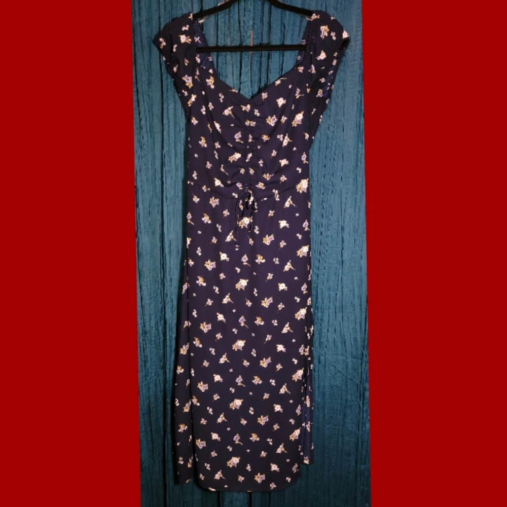 Row A Floral Long Maxi Dress Nordstrom Rack Navy Blue Elaine Seinfeld